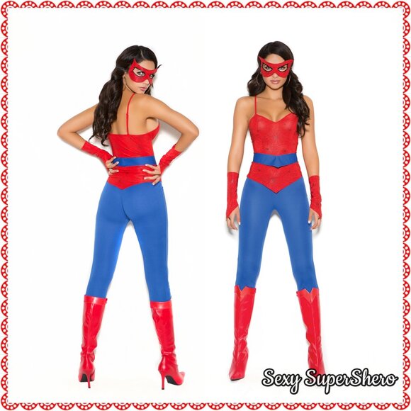 🆕🕸️Sexy Spider Woman Super Hero 5 piece Halloween Costume - Picture 1 of 4